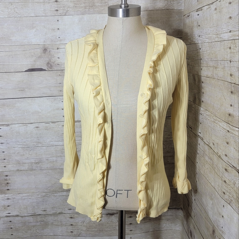 Tracy M button up yellow sweater. Size M
